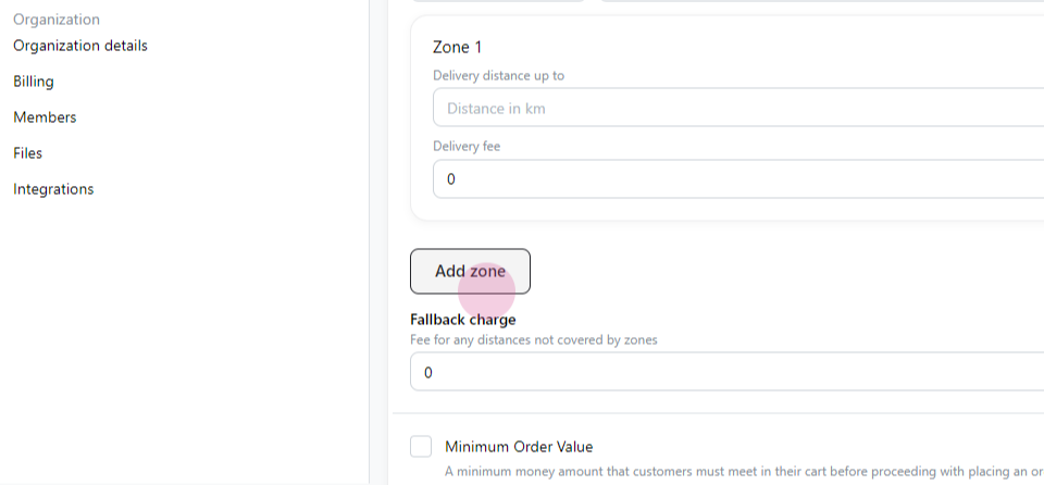 Delivery fee by distance