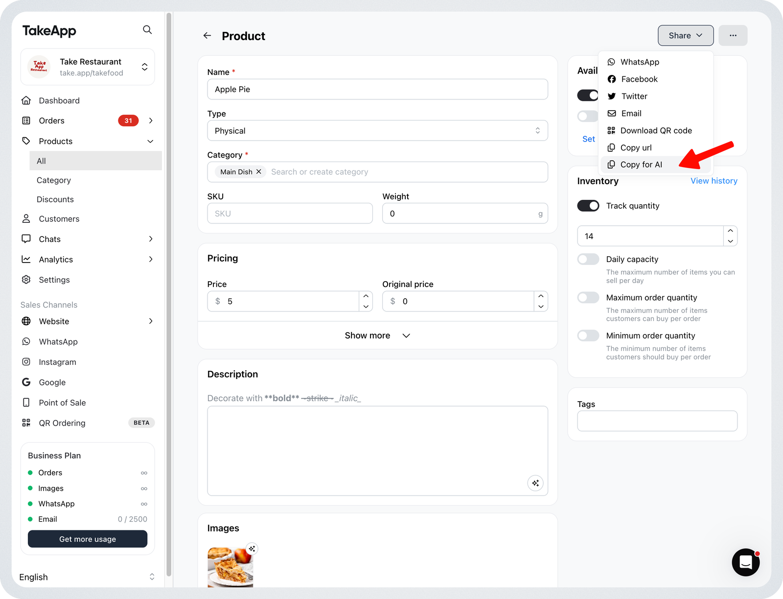 Copy for AI (Product Page)
