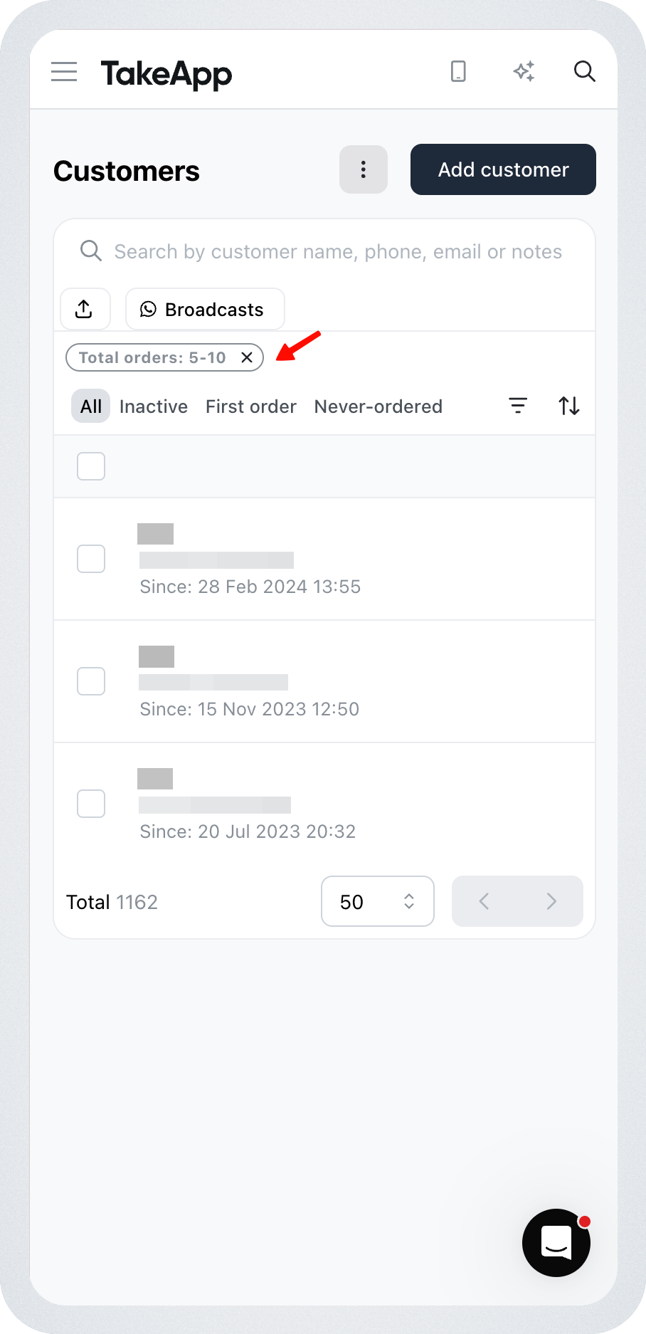 Filter Customers