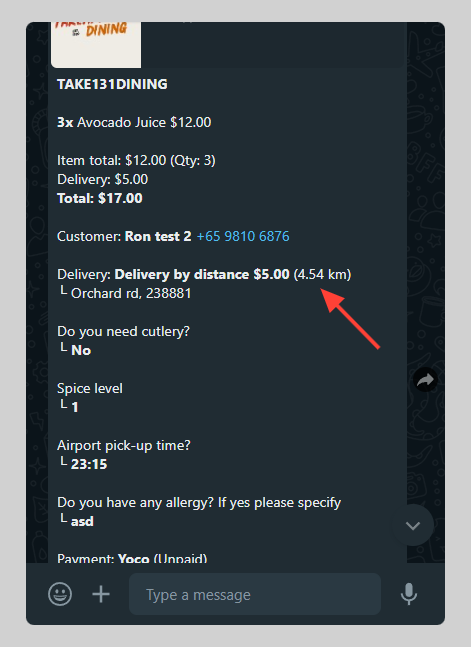 Delivery fee by distance