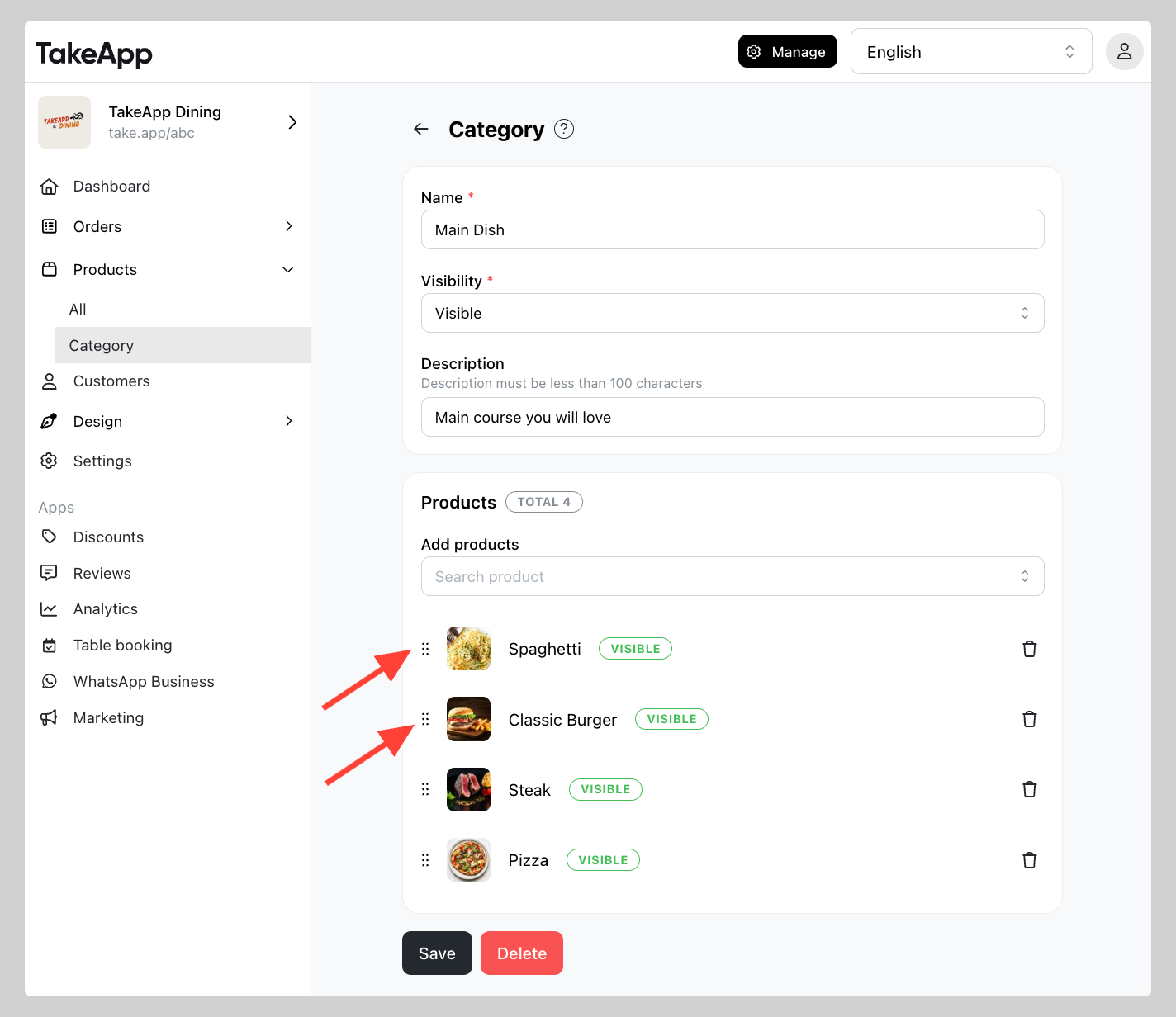 Add or modify product category