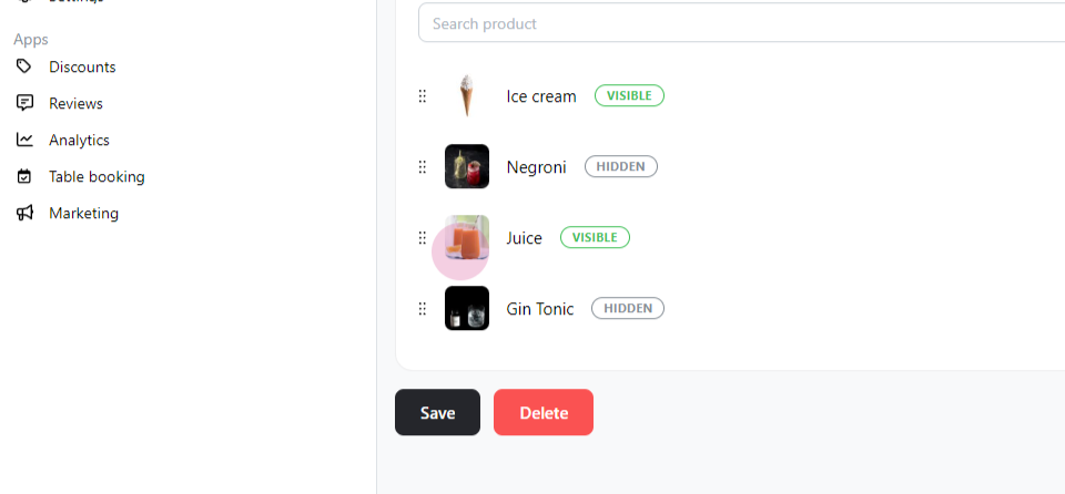Changing product sequence