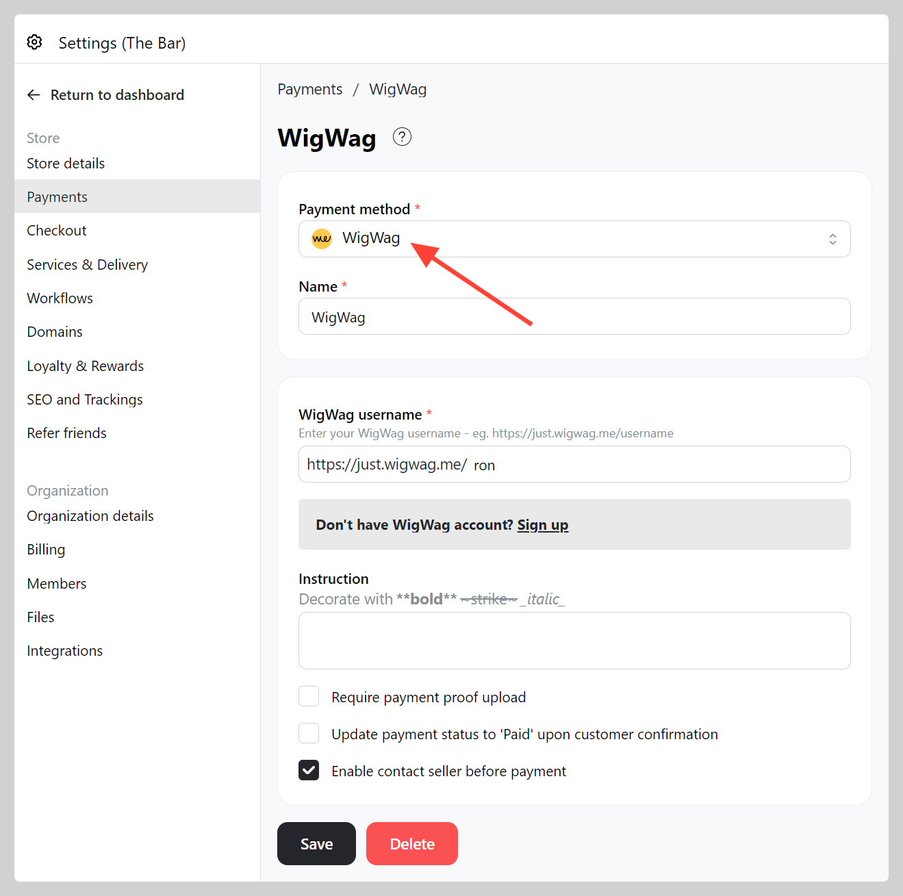 WigWag Payment