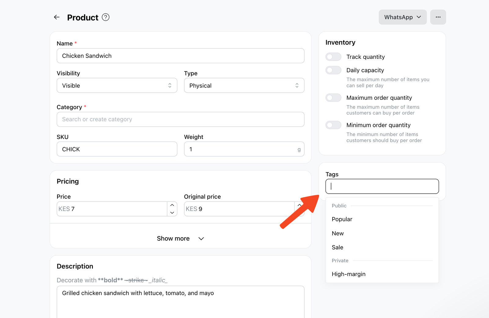 Add product tags