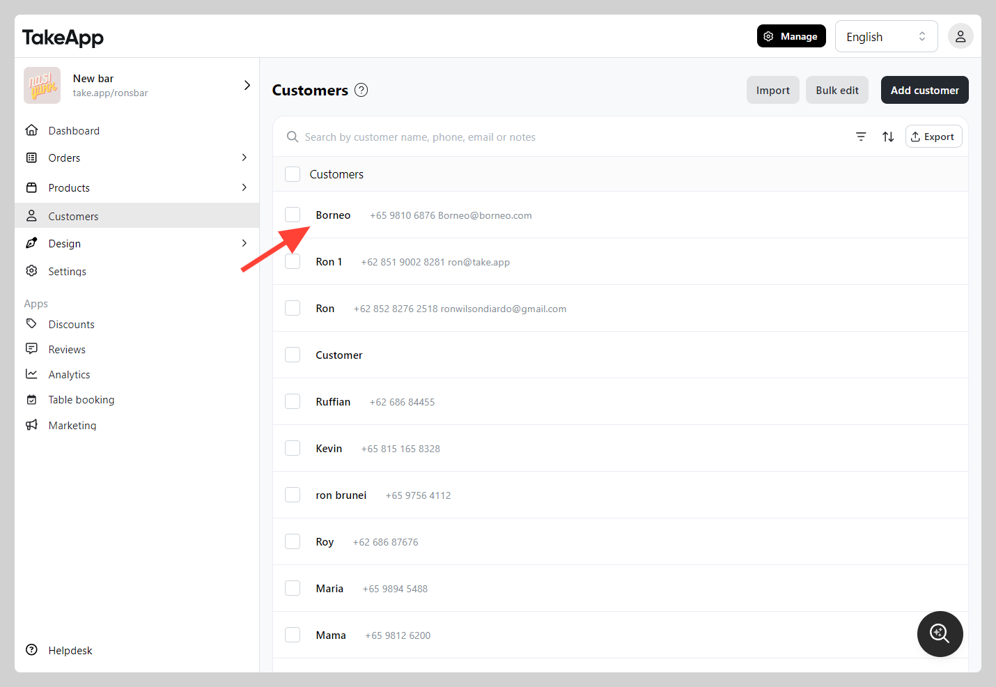 Edit customer data