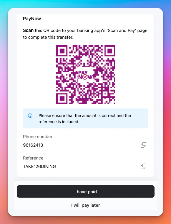 Paynow QR payment