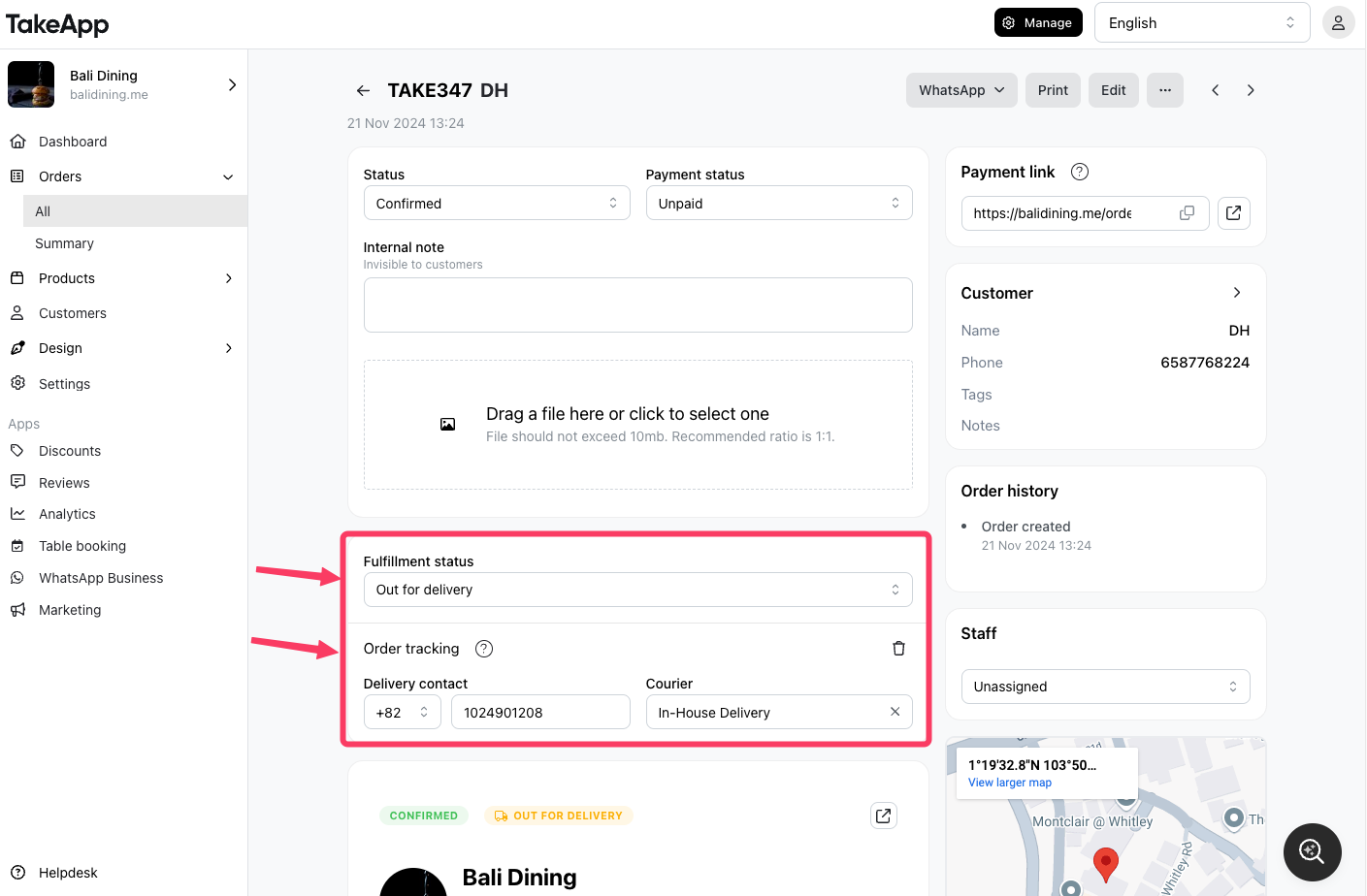 Order Fulfillment (Out for Delivery) - Send Automated WhatsApp to customer