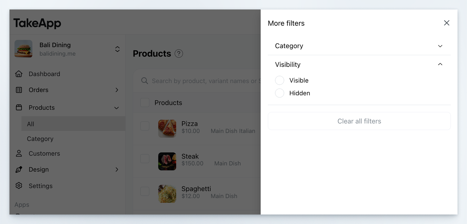Product filter