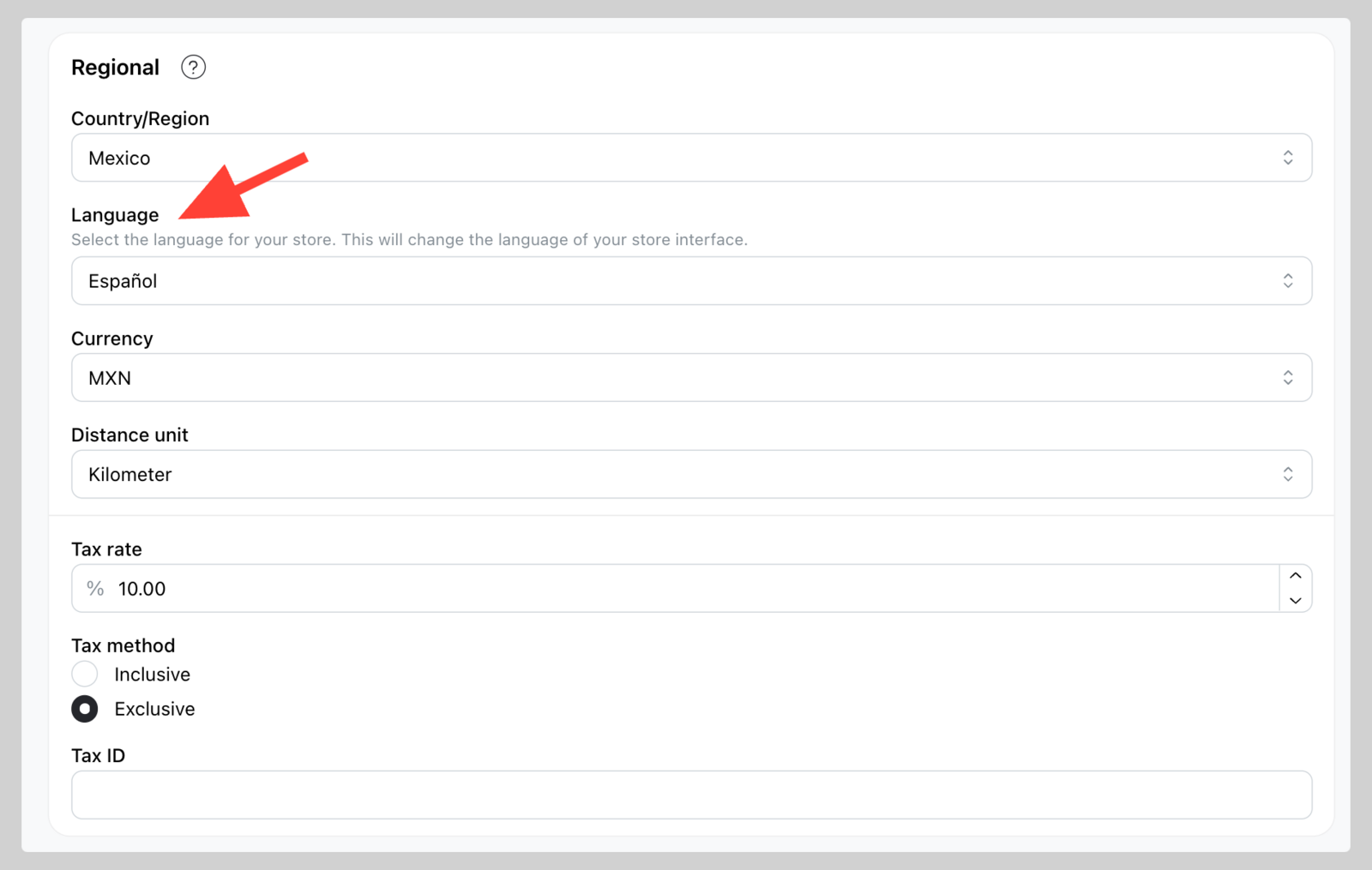 Changing storefront language