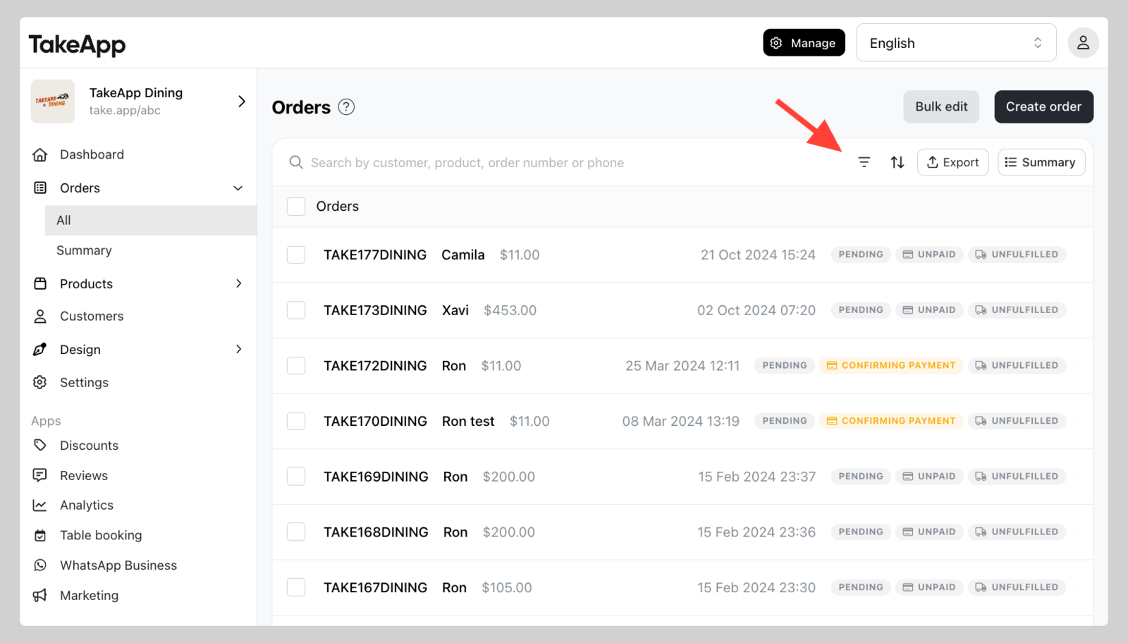 Filter unpaid invoices
