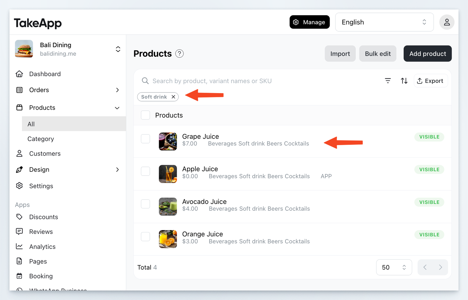 Product filter