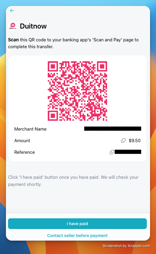Duitnow QR payment