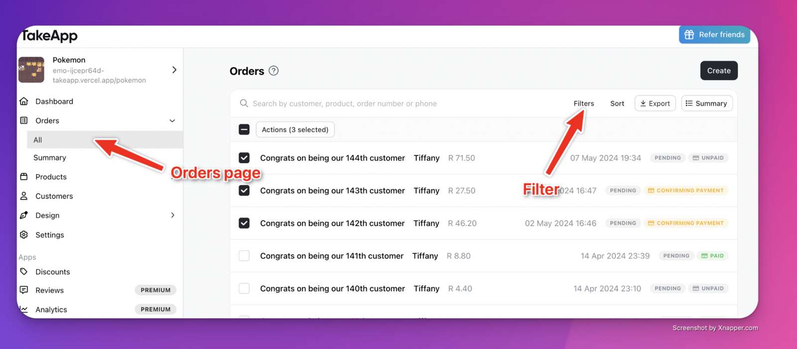Order Message Summary