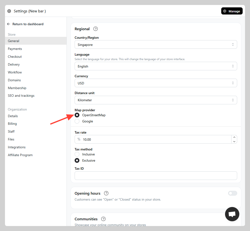 Change Map Service Provider