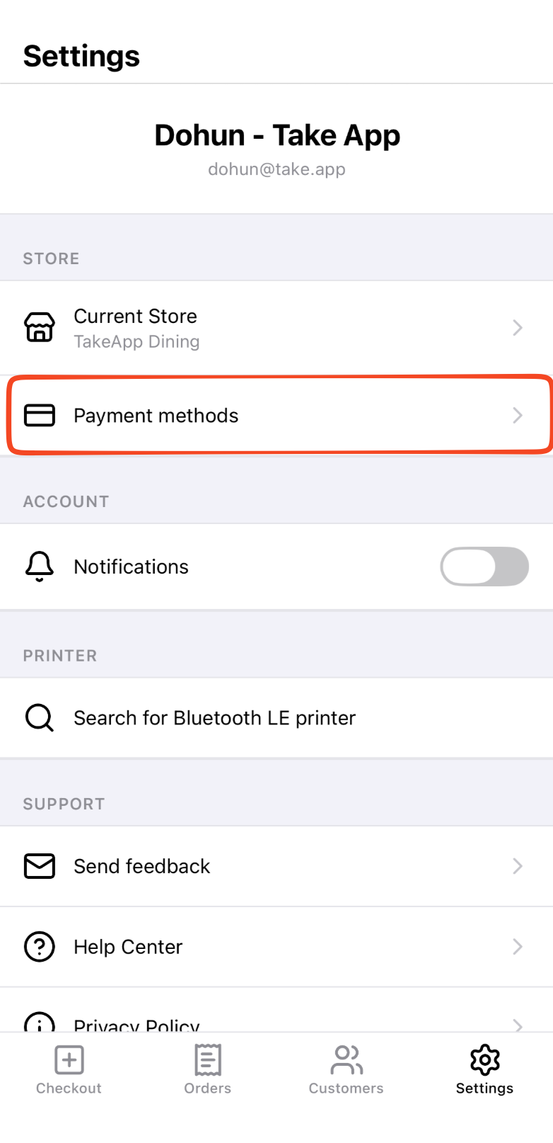 Add payment methods in POS Mobile App