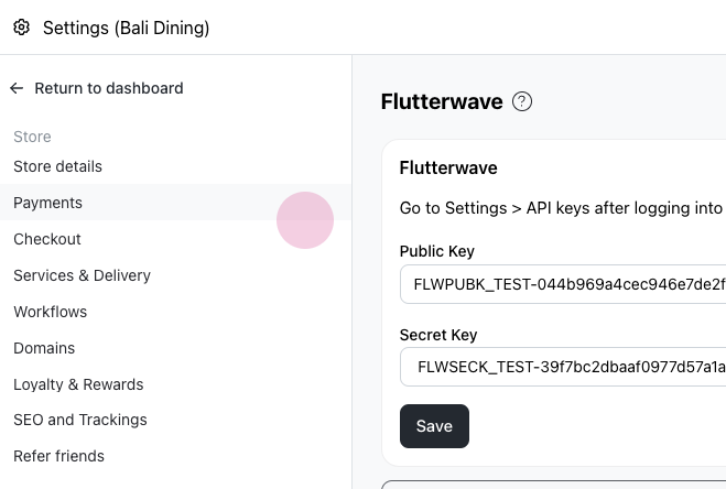Flutterwave payment