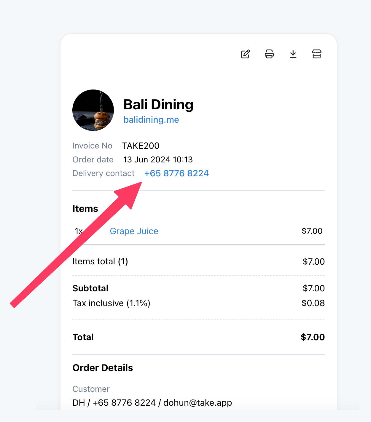 In house delivery order tracking