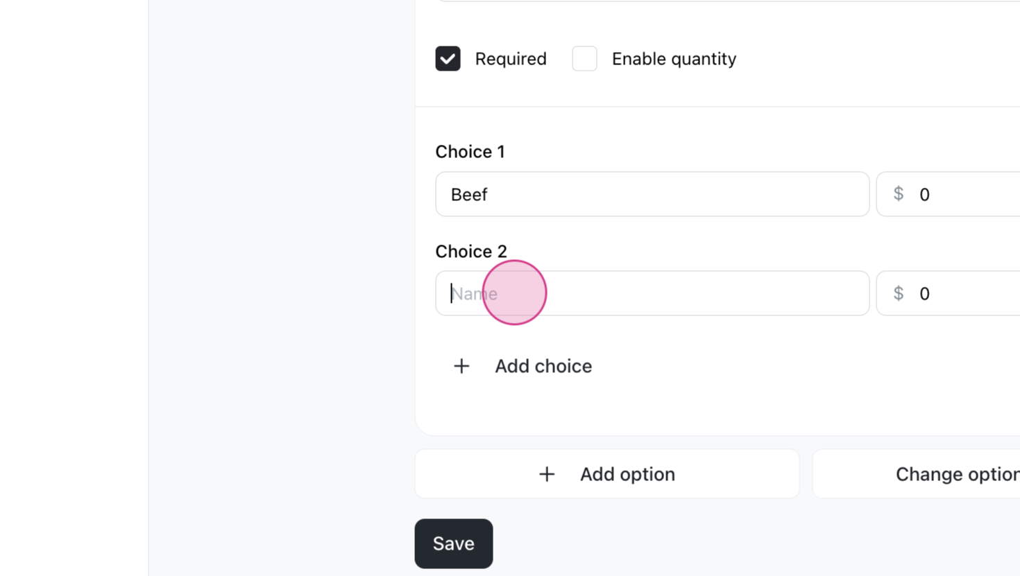 Add product variant and options