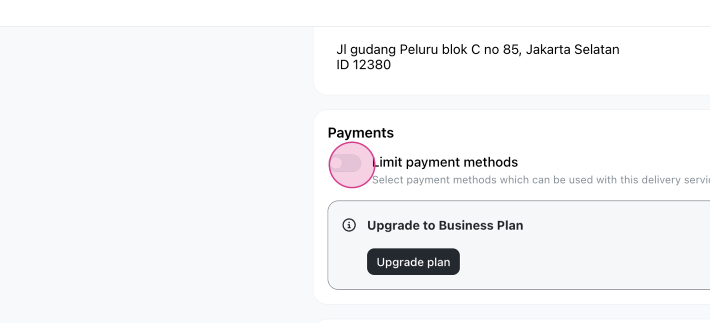 Limit Payment Methods for Delivery Type