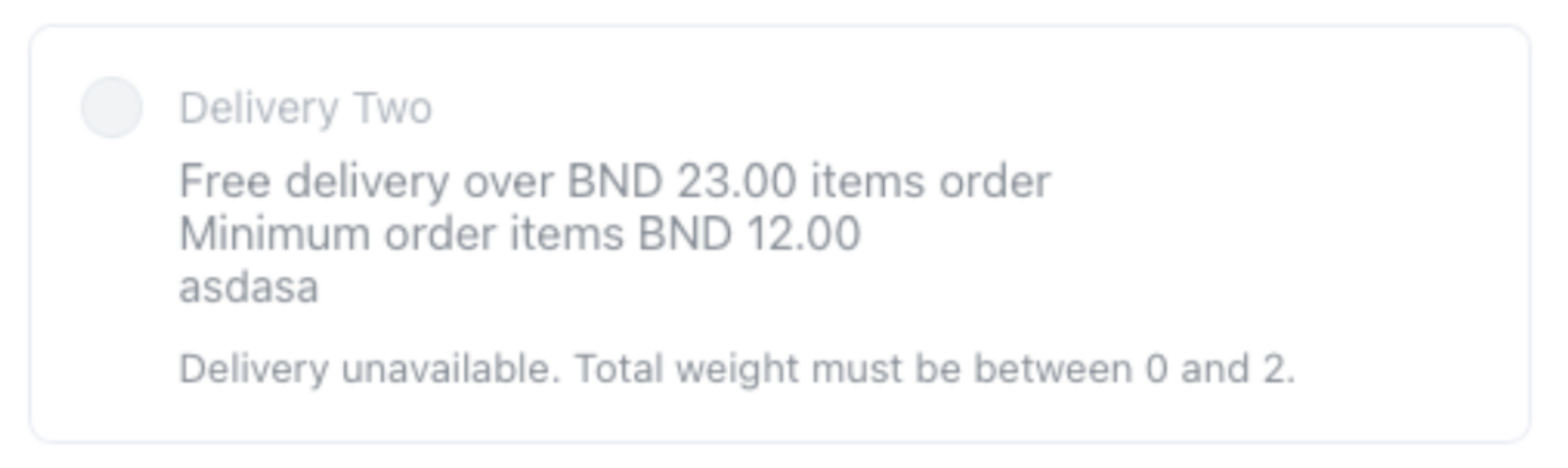 Delivery by Weight