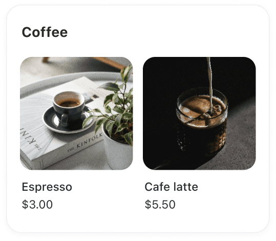 Coffee menu catalog