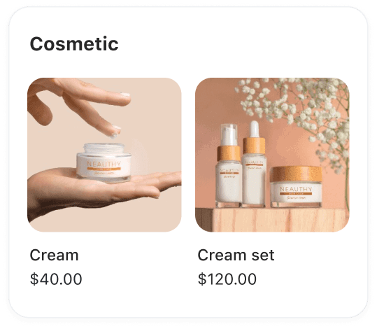 Cosmetics product catalog