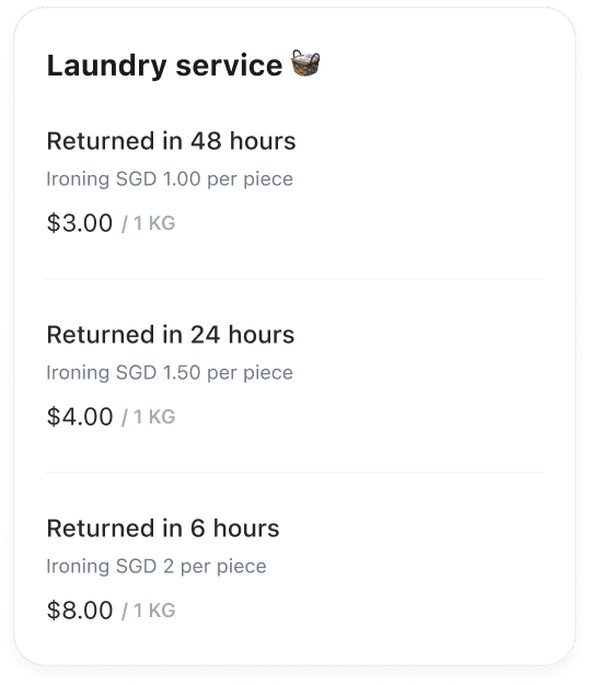 Laundry service catalog